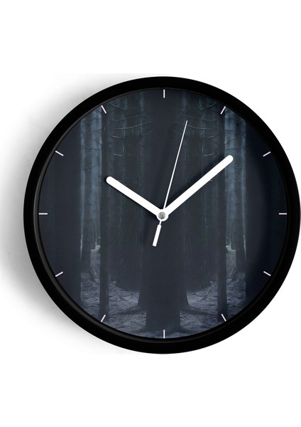 Soyut Doğa Manzara Temalı Modern Duvar Saati - 25CM - Önü Camlı Siyah Kasa - Sessiz Mekanizma