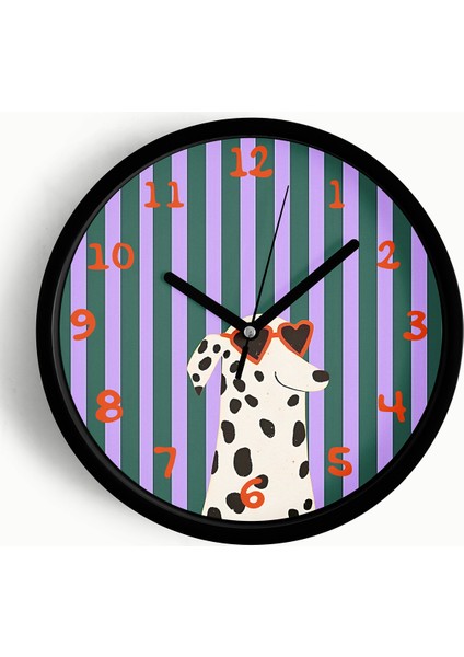 Dalmaçyalı Köpek Modern Duvar Saati - Çocuk Odası Duvar Saati - 42CM - Önü Camlı Siyah Kasa