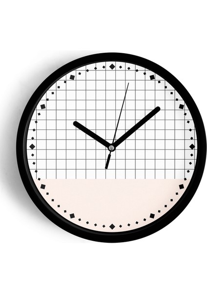 Soyut - Bohem - Geometrik Temalı Modern Duvar Saati - 25CM - Önü Camlı Siyah Kasa - Sessiz Mekanizma