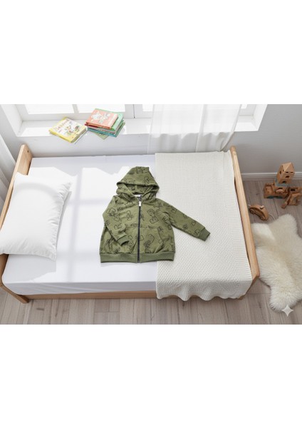 Erkek Çocuk Haki Siyah Ayıcık Desenli Hırkalı 3'lü Takım 5 Yaş fırsatları