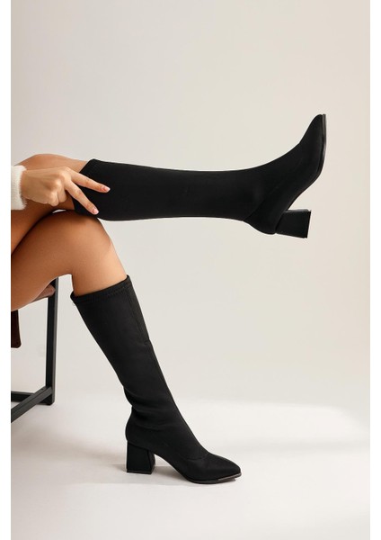 Anastazija Sitah Sivri Burunlu Dalçgıç Kumaş Çizme