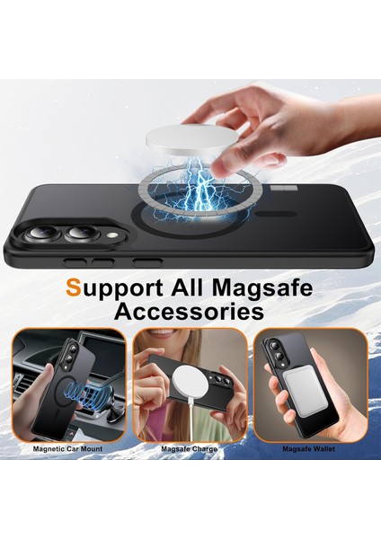 Samsung Galaxy S25 Fe Uyumlu Ekran Koruyuculu Kılıf Magsafe Sarj Destekli Kamera Çıkıntılı Mat Kapak fiyatları