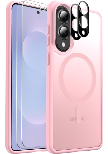 Samsung Galaxy S25 Fe Uyumlu Ekran Koruyuculu Kılıf Magsafe Sarj Destekli Kamera Çıkıntılı Mat Kapak