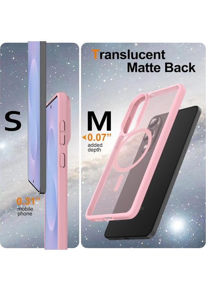 Samsung Galaxy S25 Fe Uyumlu Ekran Koruyuculu Kılıf Magsafe Sarj Destekli Kamera Çıkıntılı Mat Kapak