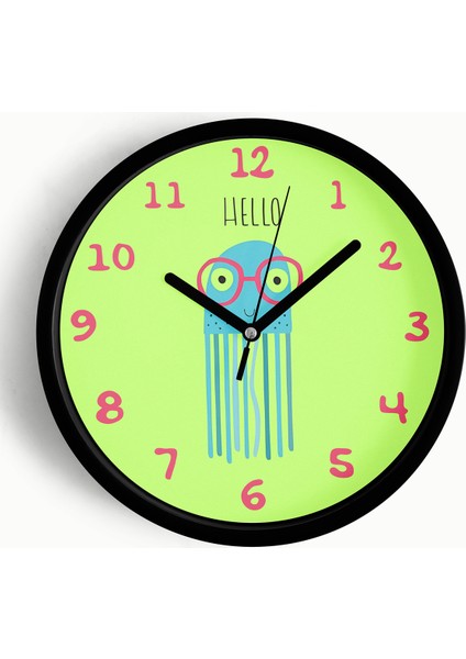 Deniz Anası Çocuk Odası Duvar Saati - 42CM - Önü Camlı Siyah Kasa - Sessiz Mekanizma