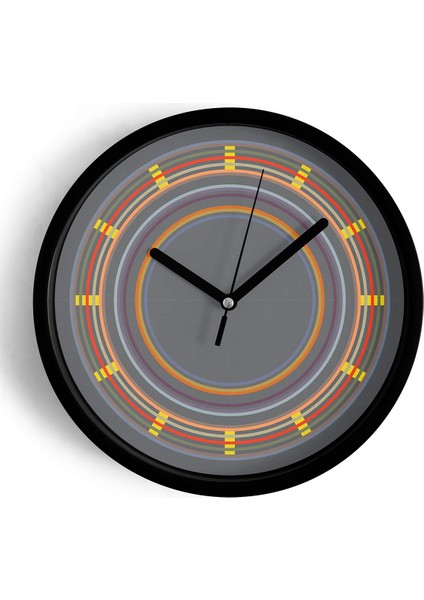Soyut - Geometrik Temalı Modern Duvar Saati - 25CM - Önü Camlı Siyah Kasa - Sessiz Mekanizma