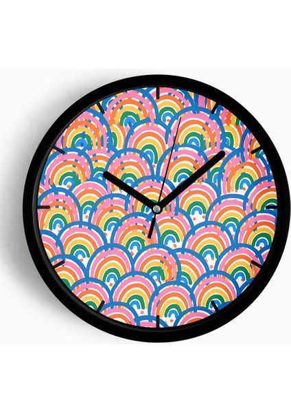 Modern Duvar Saati - 25CM - Önü Camlı Siyah Kasa - Sessiz Mekanizma