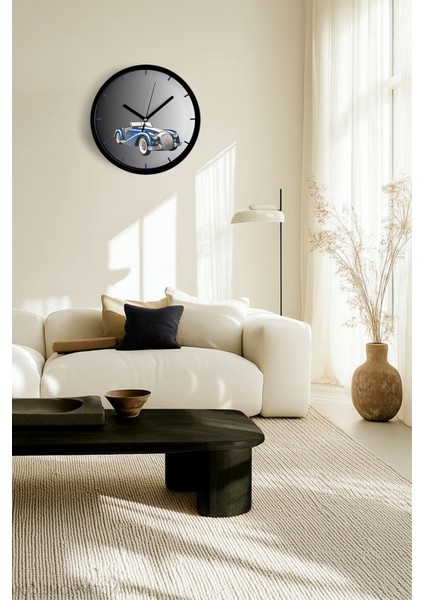 Retro Klasik Araba Modern Duvar Saati - 25CM - Önü Camlı Siyah Kasa - Sessiz Mekanizma fiyatları
