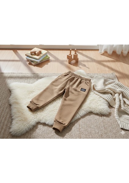 Erkek Çocuk Açık Kahve Boy Yazılı 2'li Takım 4 Yaş modelleri