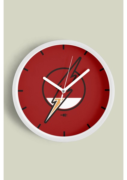 Batarya - Şarj Temalı Modern Duvar Saati - 25CM - Önü Camlı Beyaz Kasa - Sessiz Mekanizma