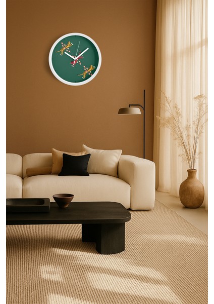 Soyut Kaplan Tasarım Modern Duvar Saati - 25CM - Önü Camlı Beyaz Kasa - Sessiz Mekanizma fiyatları