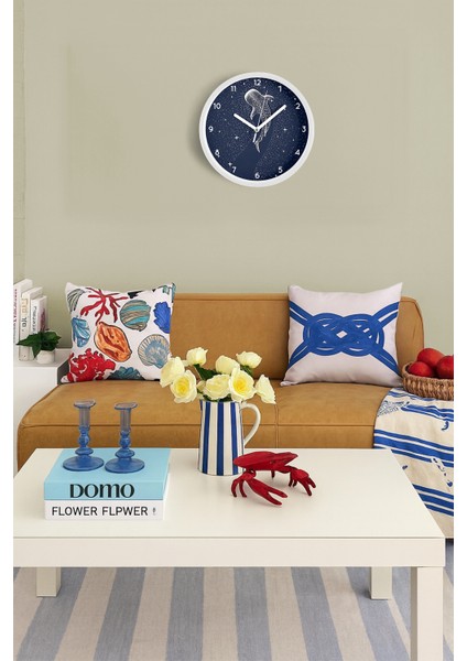 Galaksi Balinası Modern Duvar Saati - 25CM - Önü Camlı Beyaz Kasa - Sessiz Mekanizma fiyatları