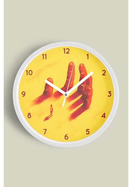 Varoluş Yankısı Modern Tasarım Duvar Saati - 25CM - Önü Camlı Beyaz Kasa - Sessiz Mekanizma