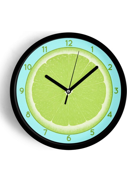 Lime Modern Tasarım Duvar Saati - 42CM - Önü Camlı Siyah Kasa - Sessiz Mekanizma