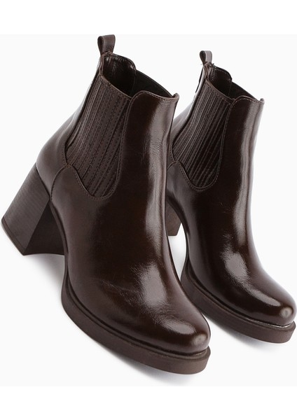 Marya Kahve Lastikli Kadın Topuklu Bot fırsatları
