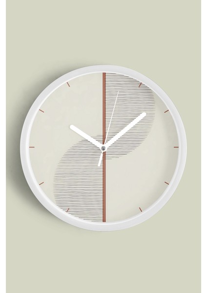 Soyut Modern Tasarım Duvar Saati - 25CM - Önü Camlı Beyaz Kasa - Sessiz Mekanizma