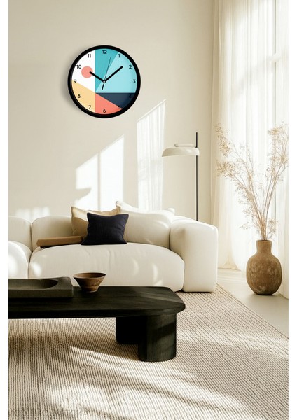 Soyut - Geometrik Temalı Modern Duvar Saati - 42CM - Önü Camlı Siyah Kasa - Sessiz Mekanizma fiyatları