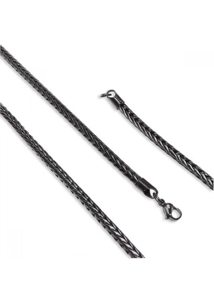 Erkek Oval Kral Bakla Örgülü Çelik Kolye 4mm