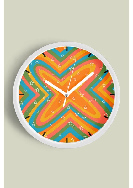 Modern Duvar Saati - 25CM - Önü Camlı Beyaz Kasa - Sessiz Mekanizma