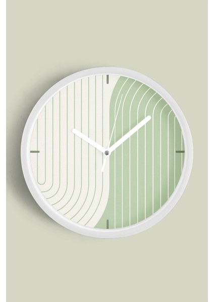 Soyut - Bohem - Geometrik Temalı Modern Duvar Saati - 25CM - Önü Camlı Beyaz Kasa - Sessiz Mekanizma