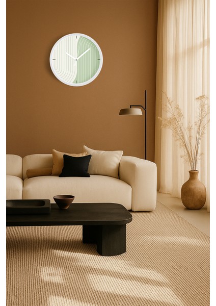 Soyut - Bohem - Geometrik Temalı Modern Duvar Saati - 25CM - Önü Camlı Beyaz Kasa - Sessiz Mekanizma fiyatları