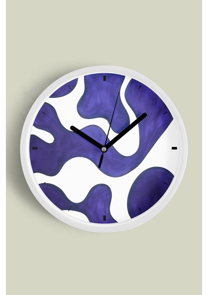 Soyut - Bohem Modern Duvar Saati - 25CM - Önü Camlı Beyaz Kasa - Sessiz Mekanizma