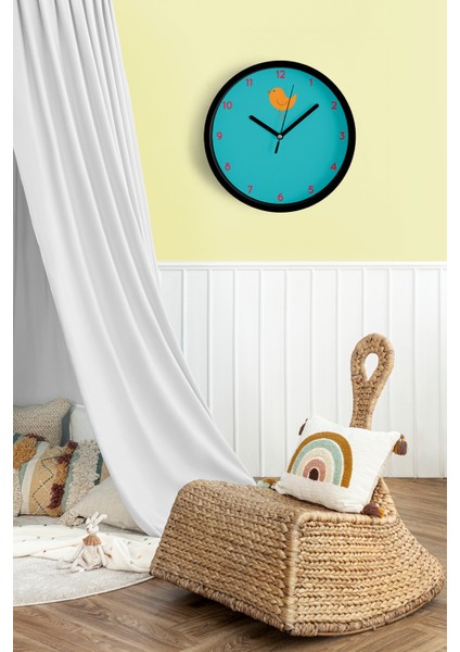Sevimli Kuş Çocuk Odası Modern Duvar Saati - 25CM - Önü Camlı Siyah Kasa - Sessiz Mekanizma fiyatları