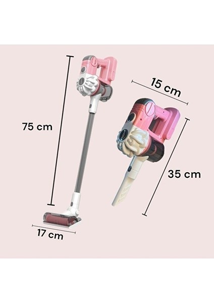 Dyson Model Pilli Sesli 3 Başlıklı Oyuncak Dikey Elektrik Süpürgesi 75 cm Gerçekçi Süpürge modelleri