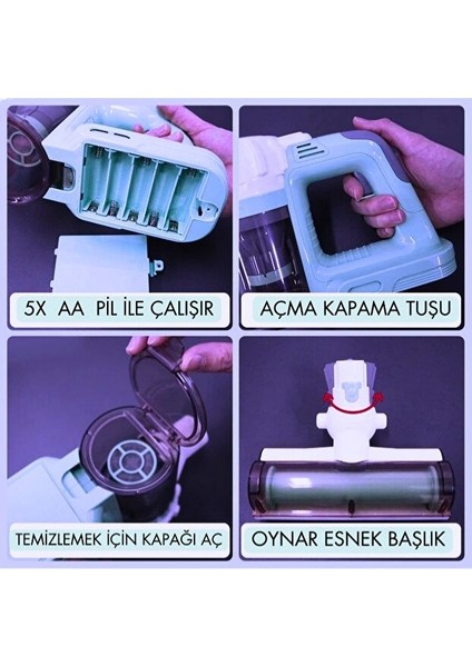 Dyson Model Pilli Sesli 3 Başlıklı Oyuncak Dikey Elektrik Süpürgesi 75 cm Gerçekçi Süpürge fırsatları