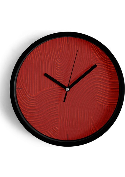 Soyut Alçı Görünümlü Modern Duvar Saati - 25CM - Önü Camlı Siyah Kasa - Sessiz Mekanizma