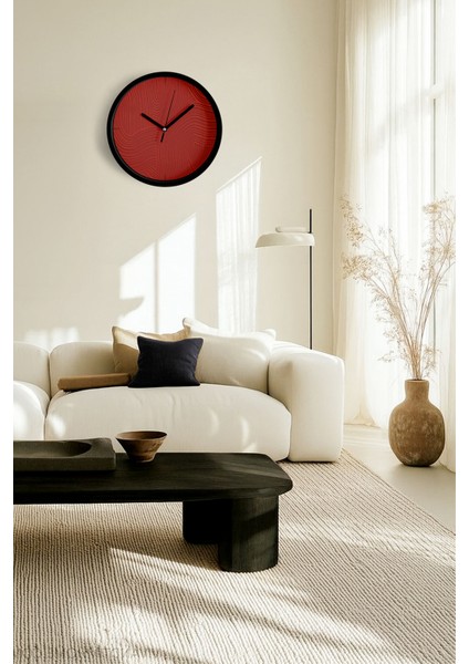 Soyut Alçı Görünümlü Modern Duvar Saati - 25CM - Önü Camlı Siyah Kasa - Sessiz Mekanizma fiyatları