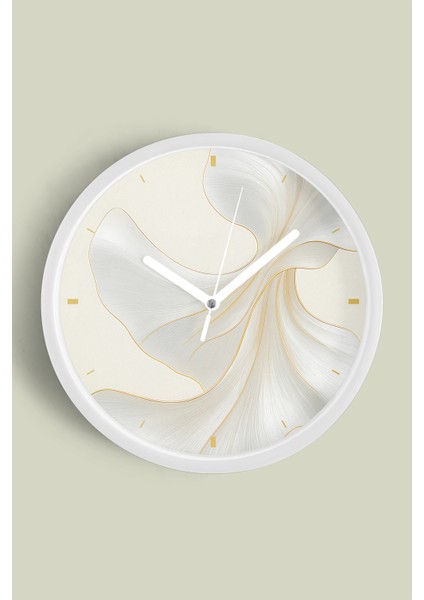 Soyut - Bohem Modern Duvar Saati - 25CM - Önü Camlı Beyaz Kasa - Sessiz Mekanizma