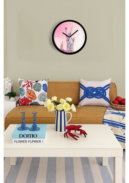 Özgürlük Heykeli Modern Duvar Saati - 25CM - Önü Camlı Siyah Kasa - Sessiz Mekanizma fiyatları
