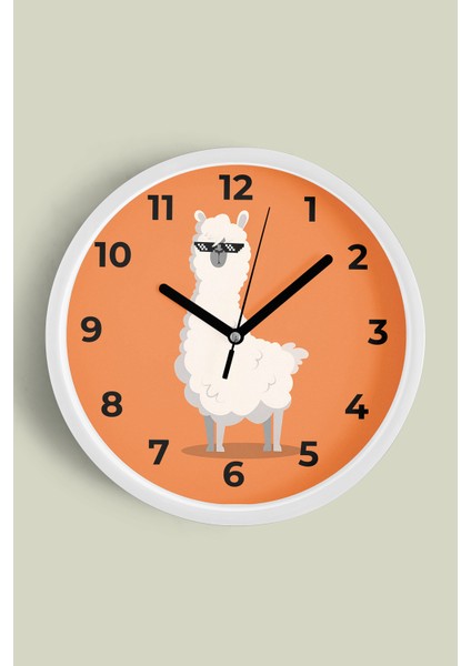 Sevimli Kuzu Çocuk Odası Duvar Saati - 25CM - Önü Camlı Beyaz Kasa - Sessiz Mekanizma