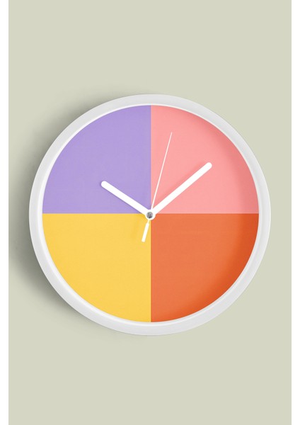 Modern Tasarım Duvar Saati - 25CM - Önü Camlı Beyaz Kasa - Sessiz Mekanizma