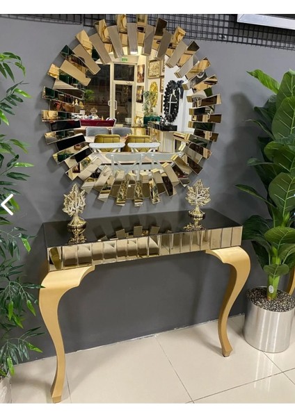 40*100 cm Gold Aynalı Çekmeceli Dresuar Takımı