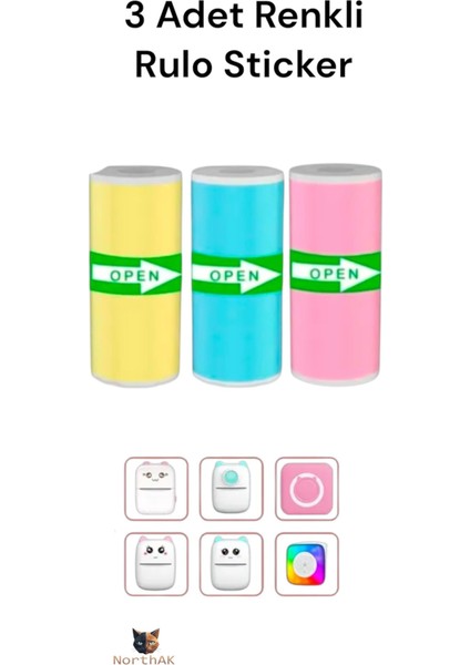 Mini Yazıcı Renkli Rulosu Yapışkanlı 57X25MM Ebat