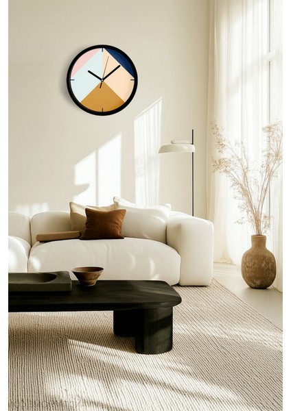Geometrik Tasarım Modern Duvar Saati - 25CM - Önü Camlı Siyah Kasa - Sessiz Mekanizma fiyatları