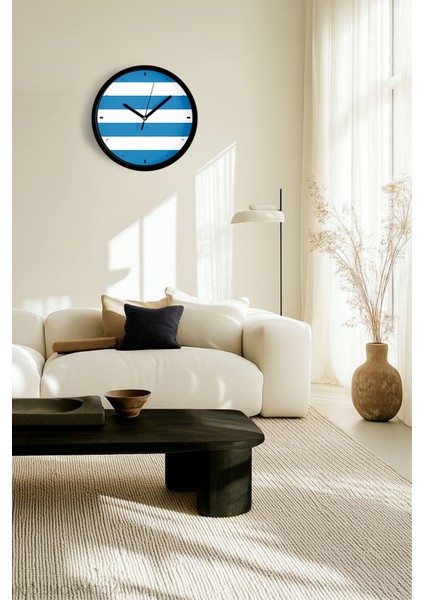 Yatay Çizgili Tasarım Modern Duvar Saati - 25CM - Önü Camlı Siyah Kasa - Sessiz Mekanizma fiyatları