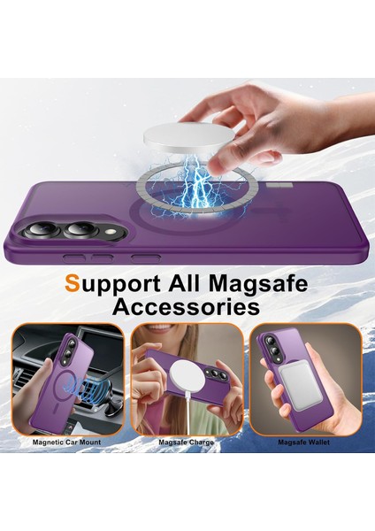 Samsung Galaxy S25 Fe Uyumlu Ekran Koruyuculu Kılıf Magsafe Sarj Destekli Kamera Çıkıntılı Mat Kapak fiyatları