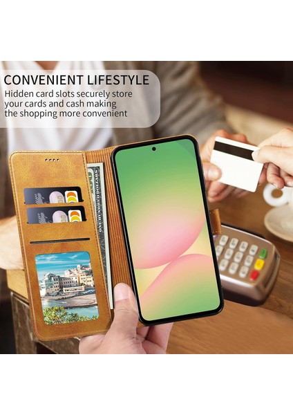 Samsung Galaxy A17 Uyumlu Ekran Koruyuculu Kılıf Kapaklı Kartlıklı Deri Görünümlü Standlı Kapak fırsatları