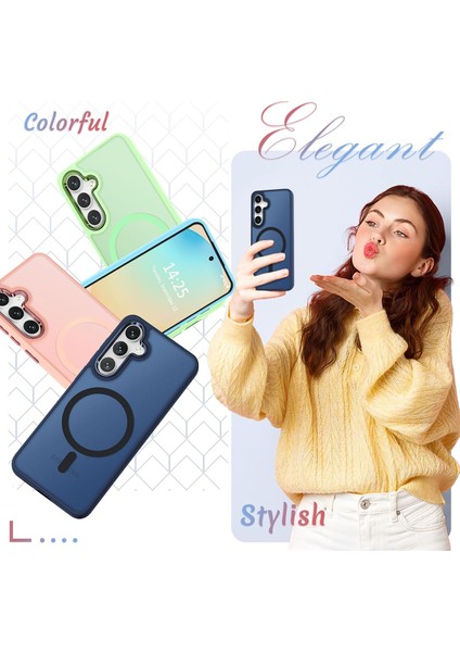 Samsung Galaxy S25 Fe Uyumlu Ekran Koruyuculu Kılıf Magsafe Sarj Destekli Kamera Çıkıntılı Mat Kapak