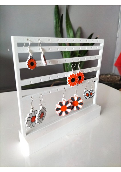 ⭐ Beyaz Küpe Standı + 10 Adet (5 Çift) Çiçek Küpe Hediye Seti ⭐ modelleri