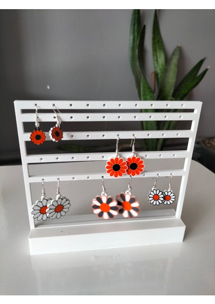 ⭐ Beyaz Küpe Standı + 10 Adet (5 Çift) Çiçek Küpe Hediye Seti ⭐ indirimleri