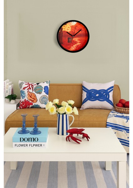 Sonbahar Mevsimi Doğa Manzarası Modern Duvar Saati - 25CM - Önü Camlı Siyah Kasa - Sessiz Mekanizma fiyatları