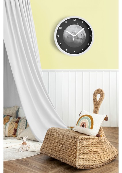 Soyut Dünya Temalı - Uzay - Astronomi Modern Duvar Saati - 25CM - Önü Camlı Beyaz Kasa fiyatları