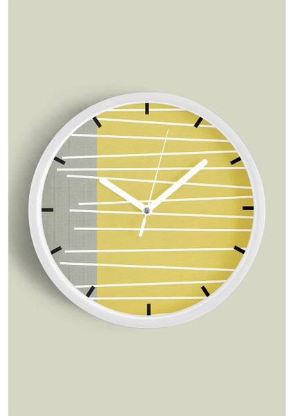 Soyut Tasarım Modern Duvar Saati - 25CM - Önü Camlı Beyaz Kasa - Sessiz Mekanizma