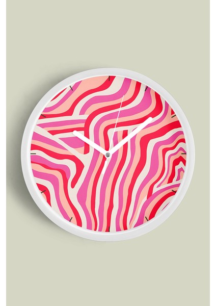 Soyut Tasarım Modern Duvar Saati - 25CM - Önü Camlı Beyaz Kasa - Sessiz Mekanizma