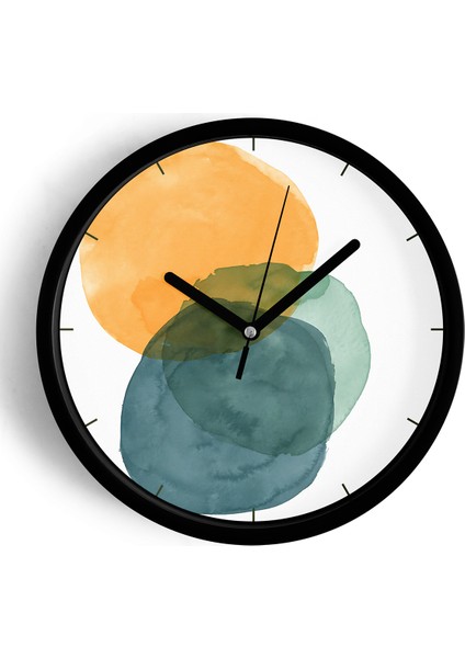 Soyut Tasarım Modern Duvar Saati - 25CM - Önü Camlı Siyah Kasa - Sessiz Mekanizma