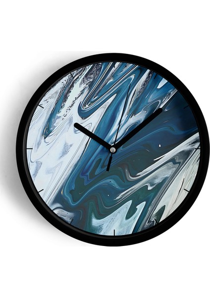 Soyut Tasarım Modern Duvar Saati - 25CM - Önü Camlı Siyah Kasa - Sessiz Mekanizma